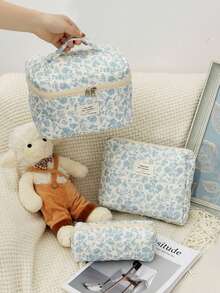 Bộ 3 túi đựng mỹ phẩm, túi du lịch, túi đựng đồ dùng vệ sinh cá nhân đa năng, túi đựng đồ tiện dụng cho nam và nữ, du lịch mùa hè, trang trí phòng tắm khi đi nghỉ mát, chuẩn bị cho năm học mới. - Màu xanh nhạt - Xem 5