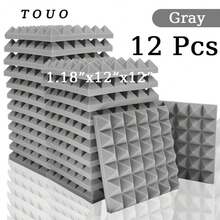 TOUO 金字塔吸音泡沫板 6-48 块，8 种颜色，高密度隔音泡沫 12 英寸 X 12 英寸 X 2 英寸 / 12 英寸 X 12 英寸 X 1.18 英寸，适用于墙壁、工作室、鼓室、办公室的隔音和声学处理 - 彩色 - 查看 32