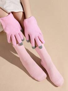 1 对保湿美白足膜，含精油，适用于干裂足部护理，凝胶足跟和腿部保暖，为足部补水 - 粉色 - 查看 10