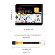 12Colors School Classroom Whiteboard Pen Dry White Board Markers Built In Eraser Student Drawing Pen Stationery,For School Supplies,Back To School