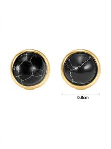 18 Karat vergoldet, 1 Paar vintage Mode Türkis Jungen Ohrringe aus Edelstahl, Schmuck imitierter Achatstein, bestes Geschenk für Freunde für Partys