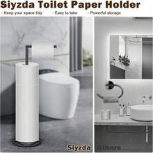 Bath Toilet Paper Holder, Metal Toilet Tissue Roll Organizer Storage, Tissue Paper Holder Stand For Bathroom/Kitchen Countertop (20" H, Matte Black)