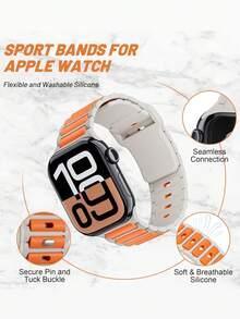 Unbeinst Dây đeo silicon thể thao tương thích với Series 46mm 45mm 44mm 42mm 41mm 40mm 38mm 49mm, Dây đeo mềm chắc chắn cho Watch Series 10/9/8/7/6/5/4/3/SE/Ultra2/Ultra - Màu cam ánh sao - Xem 2