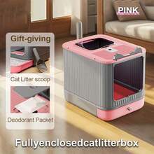 DDCAQIOUA Caja de para gatos,arenero para gatos cerrado caja de para gatos grande y completamente cerrada, accesorios para gatos, puerta de dos vías para entrada y salida, adecuada para gatitos y gatos adultos, prevención eficaz de salpicaduras de , antisalpicaduras y antiolor para evitar el desbordamiento de olores, una pala para gratis - Multicolor - Ver 3