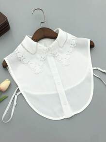 1 件女士刺绣蕾丝领，经典时尚雪纺假领，适合运动衫/运动衫，黑色和白色