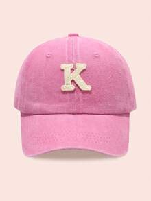 1pc Kids' Washed Baseball Cap With 26 Letters, Suitable For Outdoor Activities, Sun Ion, Daily Wear, Boys & Girls - Water Soluble-pink Washed Baseball Cap - View 33