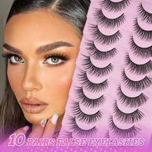 M10 Pairs Wispy False Eyelashes With Clear Band 14MM Fluffy Cat Eye Lashes Natural Look 3D MinkStyle Strip Lashes Lightweight Fake Eyelashes For Everyday Makeup8001 - 1 - 查看 4