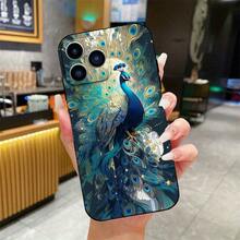 Funda de cuero negro con plumas de pavo real navideñas, linda y simple, gruesa y antigua, funda protectora para teléfono móvil, moderna y sencilla, personalizada y creativa, diseño a prueba de golpes y anticaídas, resistente a la suciedad y duradera, adecuada para  17/17 Pro/17 Pro Max/17 Air/ 16/16 Pro/16 Pro Max/16 Plus/ 15/15 Pro Max/15 Pro/15 Plus/ 14/14 Pro/14 Plus/14 Pro Max/ 13/13 Pro/13 Pro Max/12/12 Pro/12 Pro Max/11/11 Pro/11 Pro Max/XR/X/XS/XS Max. Es el regalo de cumpleaños perfecto para novias, novios, esposos, esposas, amigos o para uno mismo, innovador y a la moda, adecuado tanto para hombres como para mujeres. - Multicolor 2081 - Ver 3