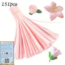 372/150pcs Craft Supplies Kit: Pink & Green Chenille Stems, Step-By-Step Video Tutorial, Green Floral Wire, Gardening Tape, Stamens, Suitable For Bouquet Crafts, Creative Gifts And Party Decorations. Flexible Chenille Stems For DIY Projects And Decor, Ideal For Holidays, Graduations And Celebrations. - Multicolor - View 4