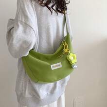 Women Shoulder Bags - 白色(優質加厚防水尼龍)+小花掛件 - 查看 6