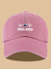 1 件可调节芬兰国旗和心电图印花棒球帽，轻便卡车司机帽，非常适合户外运动、徒步旅行和露营 | 爱国设计，户外头饰 | 复古风格帽子，节日和生日的理想礼物