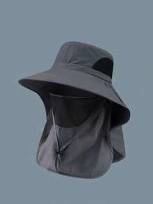 1 件男女通用纯色防晒徒步户外颈罩宽边钓鱼太阳帽，适合日常外出、徒步旅行、钓鱼 - 彩色 - 查看 10