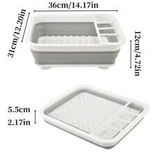 1pc Plastic Dish Rack, Collapsible Dish Drying Rack With Utensil Holder, Foldable Tableware Storage Rack, Kitchen Storage Basin, Space-Saving Sink Drainer For Home, RV, Camping - Ideal For Travel Trailers & Motorhomes, Draining Basket, Kitchen Essentials - Grey - View 4