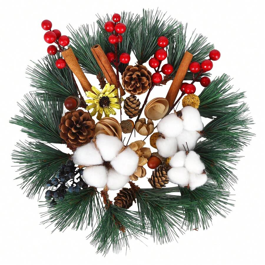 42 Peças Galhos Artificiais de Pinheiro com Agulhas de Pinheiro e Bagas Vermelhas, Pinhas Artificiais de Natal, Hastes com Bagas, Suprimentos para Fazer Coroas de Natal, Decoração de Casa, Artesanato, Decorações de Natal, Decoração de Quarto, Inverno