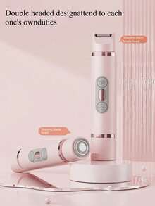 1pc 2-In-1 Electric Shaver, Dual Head Shaver, Suitable For Women, For Body, Nose, Hair Trimmer, Face Shaver, Eyebrow, Legs, Underarm, USB Rechargeable Epilator, Suitable As A Gift And For Household Use