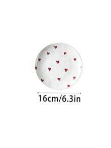 1pc Cute Red Heart Ceramic Dinner Plate, 6inch/8inch Option, Home Afternoon Tea Cake Dessert Plate, Western Steak Pasta Plate, Fruit Salad Plate, Veggie Plate, Holiday Gift For Boyfriend/Girlfriend, Family