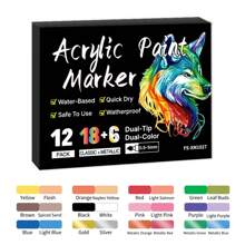 1 支双头双色马克笔，用于玻璃绘画的丙烯酸笔，覆盖颜色，非常适合艺术学生和绘画，用于学校用品，返校