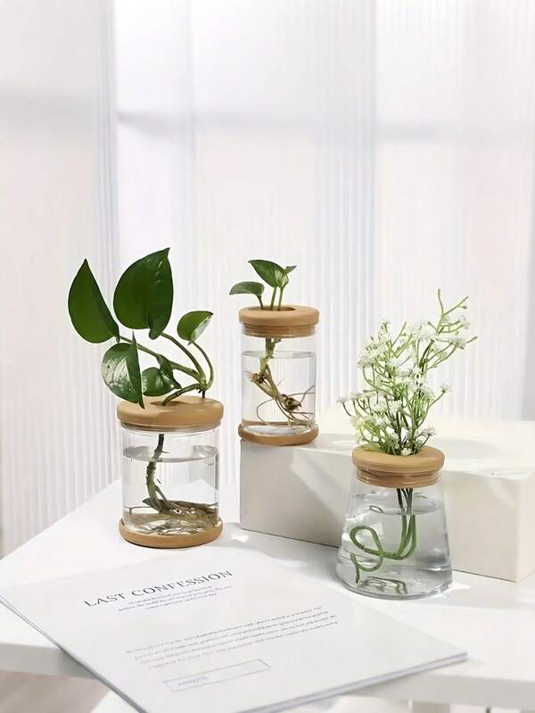 1 قطعة/3 قطع مزهرية نباتية مائية - وعاء تخطيط خالٍ من السيل مع غطاء، بلاستيك ABS قابل للمتانة للاستخدام الداخلي/الخارجي، مناسب للأعشاب والذباب والنباتات الصغيرة، مخطط أسلوب بوهيمي للحديقة وديكور المنزل