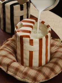 1pc Ins Style Striped Handgrip Coffee Mugs, Cute Girly Highly Attractive Romantic Water/Milk/Latte Cups For Women