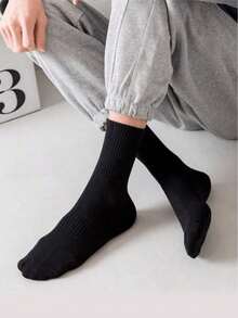 6双/10双/20双装黑白加厚男士冬季运动袜，时尚休闲户外运动袜，压缩膝袜，商务休闲度假中筒袜，秋季款