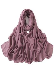 1条女士纯色细边围巾，休闲透气头巾，百搭披肩式头巾，四季皆宜。 - 彩色 - 查看 12