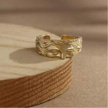 1pc Retro Half Face Ring, Exaggerated & Chic Style, Minimalist Design - Multicolor - View 4