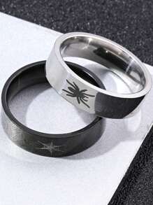 2 Peças Anéis Minimalistas de Casal em Aço Inoxidável, Acessórios Adequados para Homens e Mulheres, Uso Diário, Presente de Feriado e Encontro