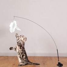 1Pc Cat Teasers Stick Interactive Toys, Pet Feather Bell Refill Replacement Catcher Product For Cat Exercise Self-Entertainment,With Suction Cup,Handheld Teaser Stick,Cat Mom,Dog Mom,Catlover,Doglover, Best Cat Mom ,Best Dog Mom,Cool