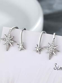 1 件独特精致休闲魅力八角星不对称耳夹适合男女日常度假音乐节周年纪念礼物情侣礼物