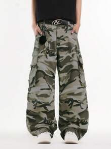 1条正义兄弟街头迷彩工装裤，宽松阔腿牛仔裤，休闲情侣款