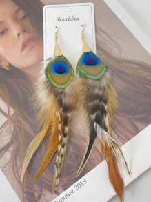 1 Pair Of Exquisite Feather Drop Earrings - Unique Retro-Inspired Design, Versatile For Daily Wear, Perfect Party Accessories, Bold -Inspired Jewelry - Thoughtful Gift Idea For Women