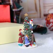 圣诞女孩爬圣诞树装饰，创意家居桌面氛围派对装饰，树脂小雕像