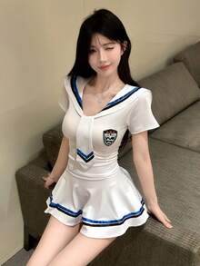 1 件海军领水手服日本学校风格服装，可爱啦啦队服装，适合节日、派对、表演、角色扮演、万圣节服装