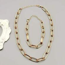 1pc Minimalist Metal Chain Bracelet, 1pc Minimalist Metal Chain Necklace Set