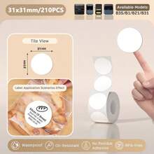 Niimbot 不干胶标签 白色/花色/圆形/有线/透明贴纸防水纸 适用于 Niimbot B1 B21 迷你便携式打印机 适用于价格标签热敏标签机 - 彩色 - 查看 13