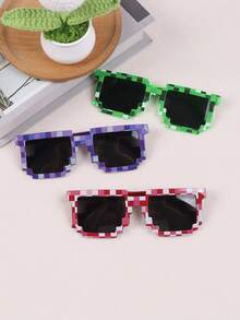 [像素风格眼镜] 1 件/3 件/5 件像素风格时尚眼镜 | 时尚眼镜、爬行眼镜、趣味护目镜、派对装饰配件眼镜 - 彩色 - 查看 10