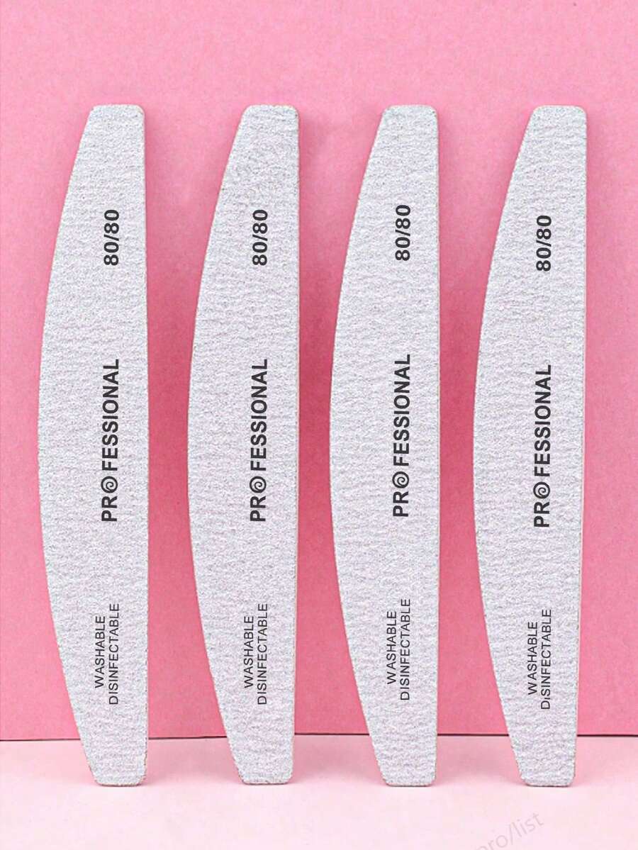 5pcs Semicircular Professional Nail Files, 80/80 Grit,Nail Supplies,Nail Tools,Nail Art Tools,Back To School,Nails,Nail Tools For Press On Nails - Light Grey - View 1