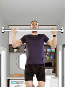 1 pieza de barra ajustable de acero inoxidable, barra extensible para toallas de baño, percha, barra de cortina, percha de armario, barra de cortina de ducha extensible, barra de balcón - No se requiere perforación, adecuada para cortinas, puertas y dormitorios, organizadores