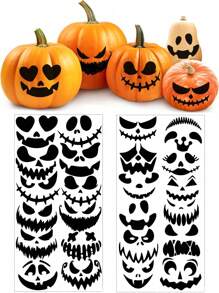 1 套万圣节南瓜表情贴纸、万圣节派对装饰贴纸、不给糖就捣蛋派对礼品、用于墙面装饰的搞笑表情贴纸、万圣节杯贴，适用于万圣节派对和主题派对装饰家居装饰万圣节装饰房间装饰秋季装饰 - 彩色 - 查看 7