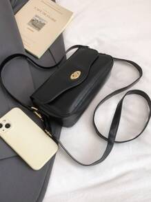 时尚新款纯色翻盖五金扣手提单肩包，经典优雅，简约实用的方形女士斜挎包，适合购物、钱包、逛街、年轻女性、大学生、新人、白领人士。非常适合办公室、大学、工作、商务、通勤、户外活动、旅行和郊游