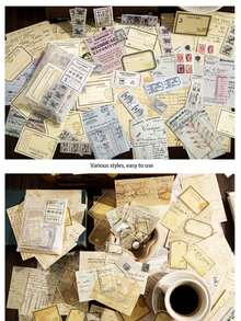 1 Gói (100 tờ) Giấy Vintage Phong Cách Ngẫu Nhiên, Thích Hợp Cho Việc Làm Sổ Lưu Niệm, Nhật Ký, Trang Trí Và Làm Nền, Có Gói Đơn Và Combo 4 Gói - Xem 6