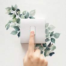 1/3/5 piezas Pegatinas de pared de interruptor con diseño de hojas de plantas verdes sencillas, decoración de pared de plantas verdes, calcomanías decorativas de interruptor, decoración del hogar fresca y verde, diseños de plantas verdes en varios estilos, patrón floral autoadhesivo, fácil de aplicar, adecuado para baño y decoración del hogar