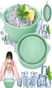 Tazón de baño de hielo facial Noverlife, Tazón facial de silicona de 9 pulgadas plegable para baños de hielo, kit portátil de bañera de agua fría para lavado facial de baño de hielo en casa - Blanco - Ver 8