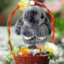 Bunny Lulu Keychain With TinBunnylulu Handmade Soft Pompom Charms Fluffy Bunny Keychain Accessories For Womens EH PO - Black - View 7