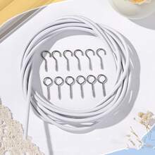ASIWUJING Net Curtain Wire And Hooks Set, 10M Net Curtain Wire With 20pcs Eye Bolts And 20pcs Screw-In Hooks For Net Curtain Rod… - White - View 11