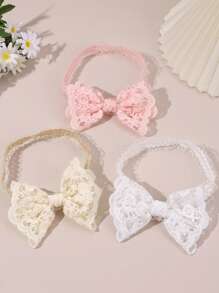 3条蕾丝蝴蝶结发带，粉色和白色网纱发带，柔软弹力尼龙发带，适合婴儿新生儿，可用于婚礼派对和宝宝日常佩戴。 - 彩色 - 查看 11