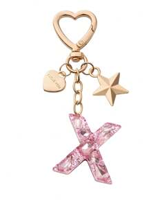 1pc Cute Bling Keychain Initial Letter Butterfly Star Pink Gift For Women Girls Bag Purse Handbags School Bag Car Key Cup Charms Accessories Car Accessories Goth Y2k