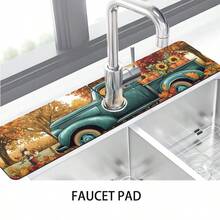 Armaturenabdeckungsmatte, Herbst/Halloween, Badezimmer Armaturenspritzschutz, feuchtigkeitsbeständige rutschfeste Armaturenablaufmatte, Küchenarbeitsplatten-Accessoires, Spülbeckenmatte, multifunktionale saugfähige Unterlage