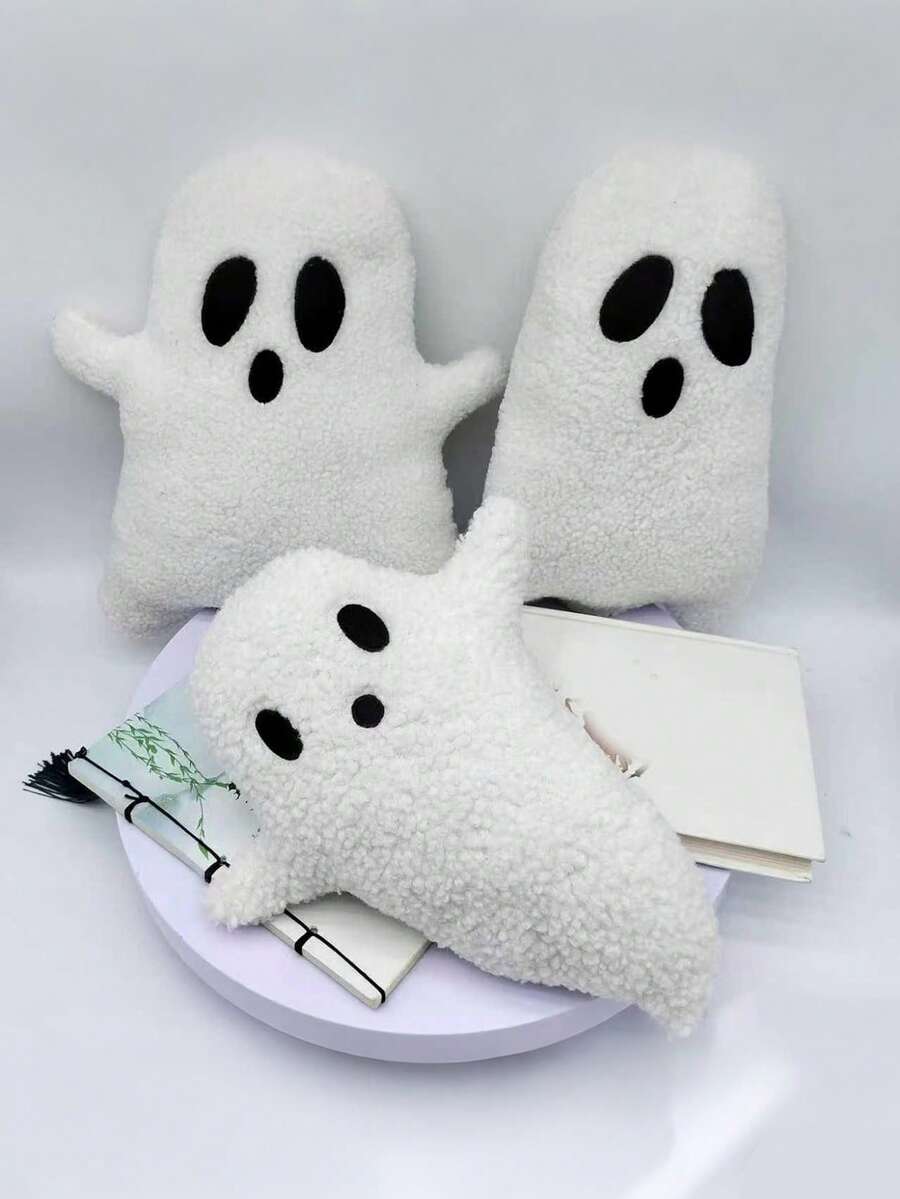 Cute Ghost Pillow Halloween Pillow 12.6" X 9.45" Cute Ghost Pillow White Decorative Ghost Pillow Plush Sofa Ghost Cushion For Sofa Bed, Sofa Party, Home Decor, Kids Gift