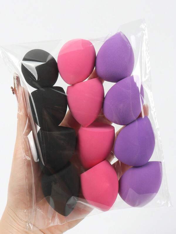Set de 12 esponjas de maquillaje medianas, esponjas de maquillaje para mezclar líquidos, cremas y polvos, esponjas de maquillaje multicolor, sin látex de doble uso para base y cremas, adecuadas para todo tipo de pieles.